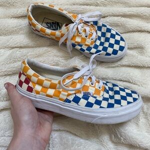 Vans checkerboard multi colored lace-up low-top sneakers Sz W6.5/ M5